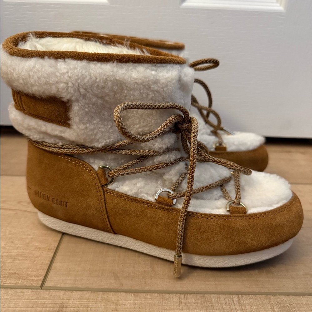 Moon Boot Brown and Cream Ankle Booties